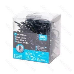 Niskonapięciowe lampki choinkowe 200led gęste Zimne 5m+3m